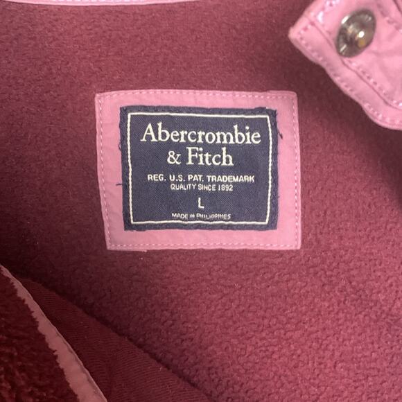 Abercrombie & Fitch women's large pink purple fleece sweatshirt pullover pata - Picture 2 of 10